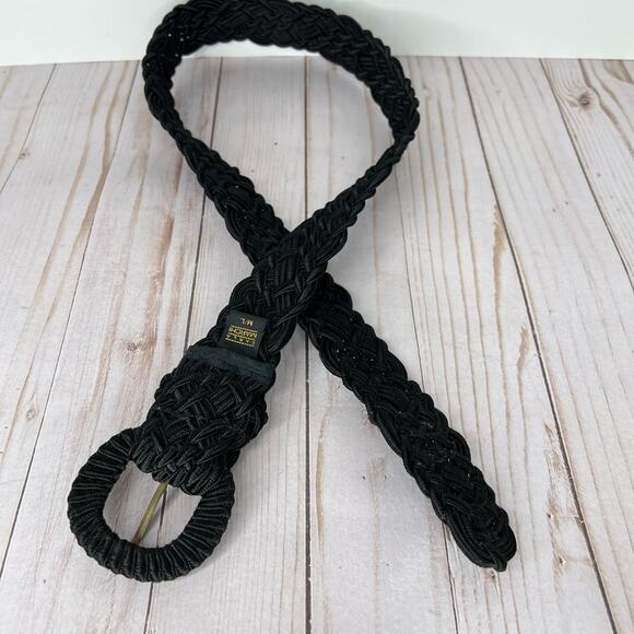 Carla Marchi belt women's M/L woven braided adjustable black rayon - Picture 4 of 9